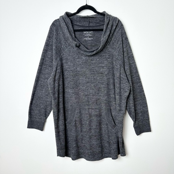 Torrid Charcoal Gray Super Soft Plush Cowl Neck Raglan Tunic Sweatshirt - Picture 6 of 15
